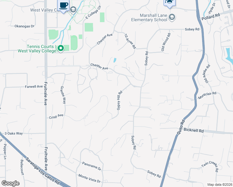 map of restaurants, bars, coffee shops, grocery stores, and more near 14801 Gypsy Hill Road in Saratoga