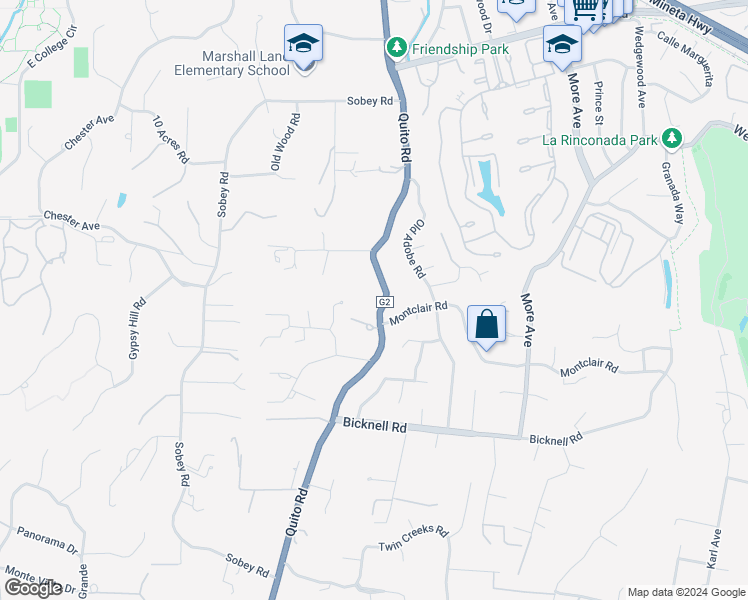 map of restaurants, bars, coffee shops, grocery stores, and more near 14673 Quito Road in Saratoga