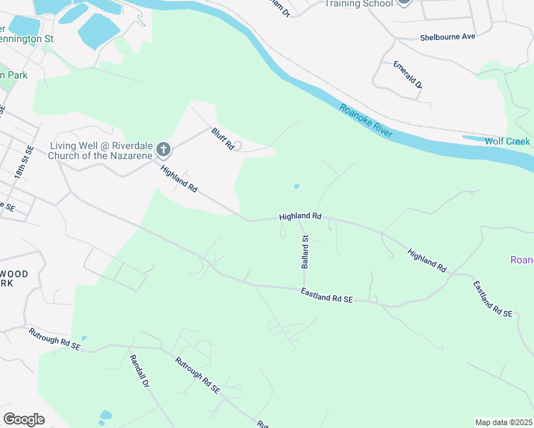 map of restaurants, bars, coffee shops, grocery stores, and more near 2478 Highland Road in Roanoke
