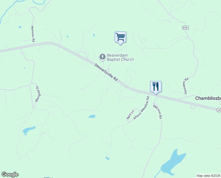 map of restaurants, bars, coffee shops, grocery stores, and more near 1001-1157 Cannon Lane in Vinton