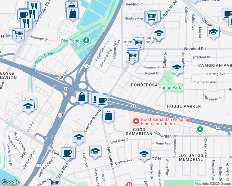 map of restaurants, bars, coffee shops, grocery stores, and more near 2424 Hecate Place in San Jose