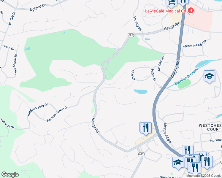 map of restaurants, bars, coffee shops, grocery stores, and more near 5880 Lakemont Drive in Cave Spring