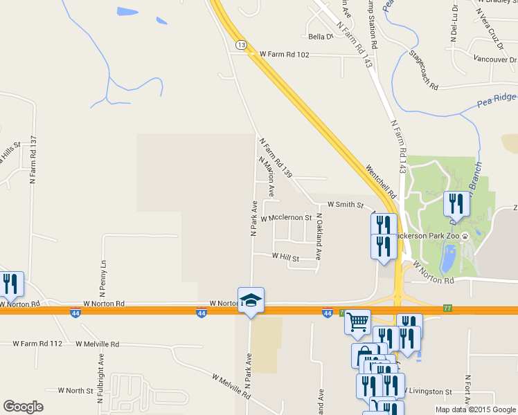 map of restaurants, bars, coffee shops, grocery stores, and more near 3155 North Hoffman Avenue in Springfield