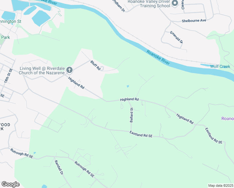 map of restaurants, bars, coffee shops, grocery stores, and more near 2478 Highland Road in Roanoke