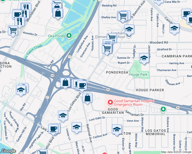 map of restaurants, bars, coffee shops, grocery stores, and more near 2417 Hecate Place in San Jose