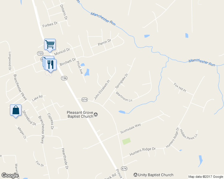 map of restaurants, bars, coffee shops, grocery stores, and more near 7226 Springlake Drive in Prince George