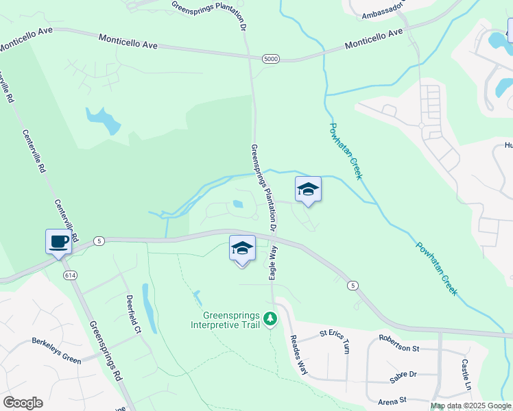 map of restaurants, bars, coffee shops, grocery stores, and more near 201 Shoal Creek in Williamsburg