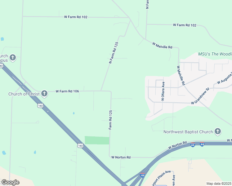 map of restaurants, bars, coffee shops, grocery stores, and more near 3194 North Farm Road 125 in Springfield