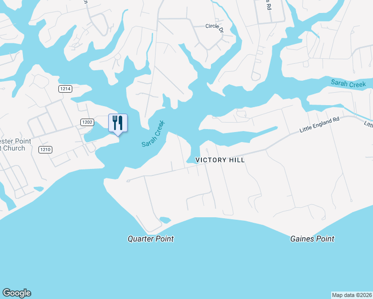 map of restaurants, bars, coffee shops, grocery stores, and more near 8103 Little England Road in Gloucester Point