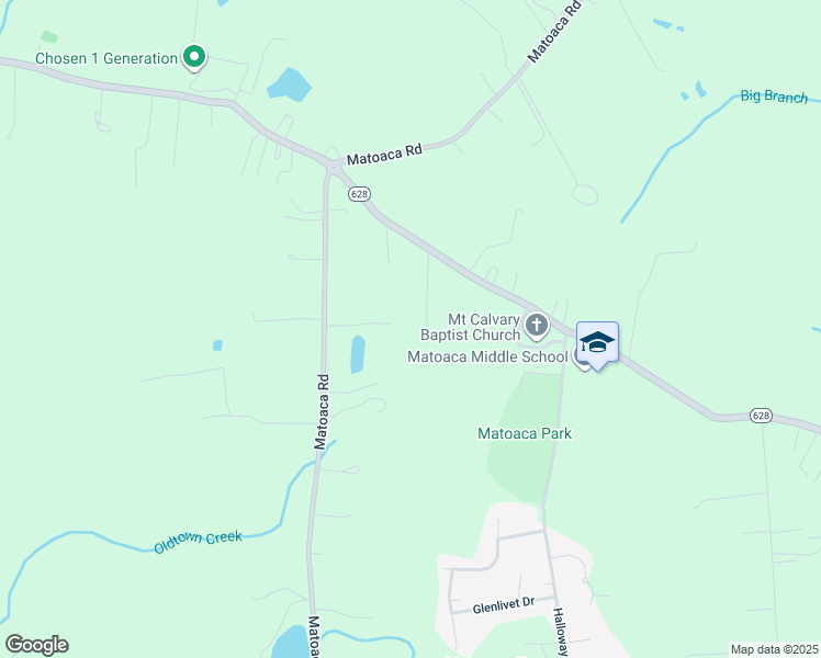 map of restaurants, bars, coffee shops, grocery stores, and more near 19511 Matoaca Road in Petersburg