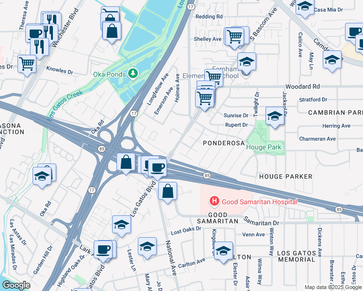 map of restaurants, bars, coffee shops, grocery stores, and more near 2434 Hecate Place in San Jose