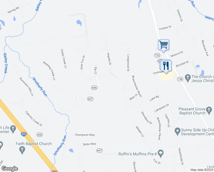 map of restaurants, bars, coffee shops, grocery stores, and more near 6211 Middle Road in Prince George