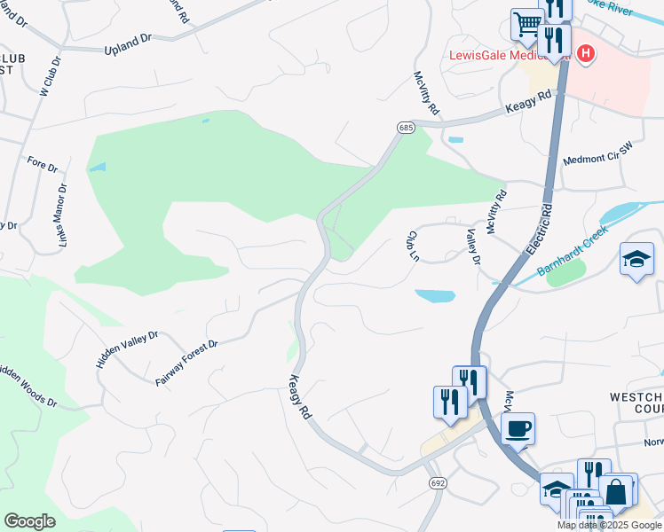 map of restaurants, bars, coffee shops, grocery stores, and more near 4440 Farmwood Drive in Cave Spring