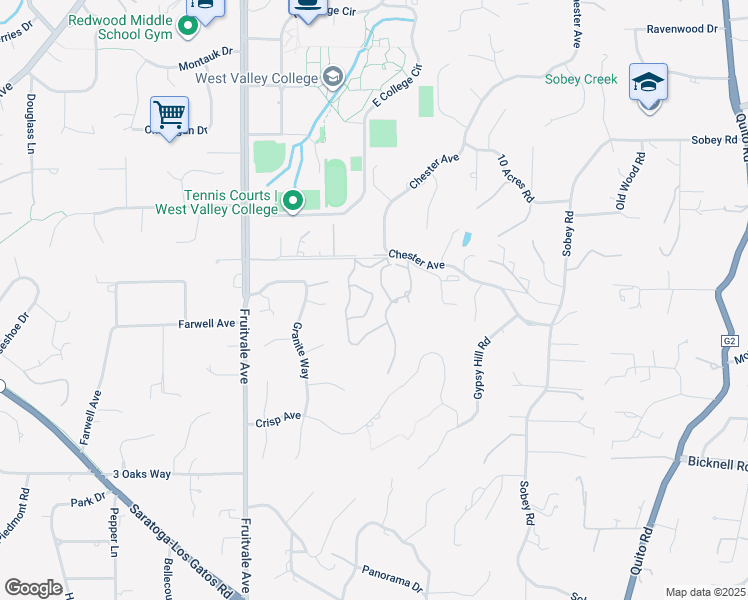 map of restaurants, bars, coffee shops, grocery stores, and more near 14500 Fruitvale Avenue in Saratoga