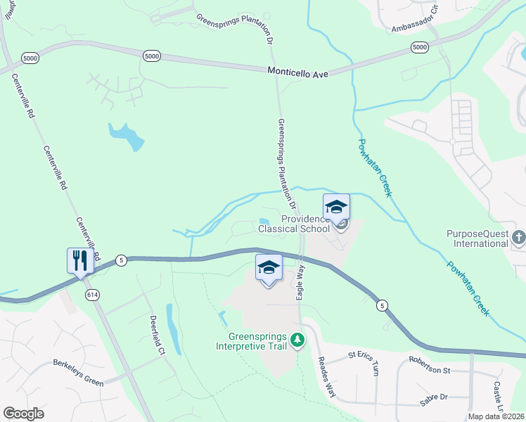 map of restaurants, bars, coffee shops, grocery stores, and more near 113 Shoal Creek in Williamsburg