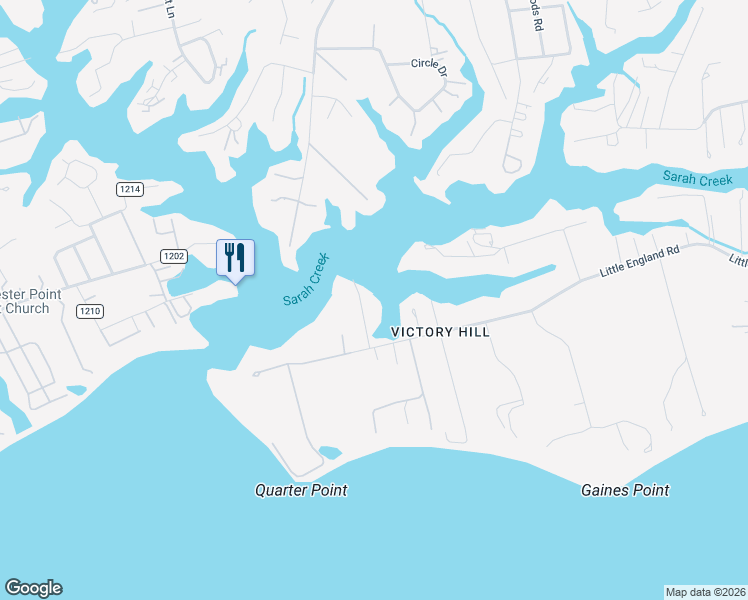 map of restaurants, bars, coffee shops, grocery stores, and more near 8103 Little England Road in Gloucester Point
