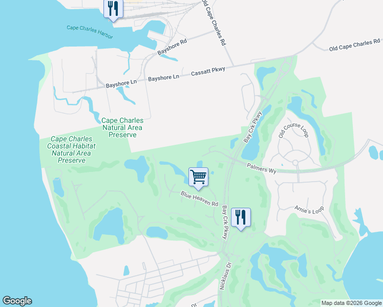 map of restaurants, bars, coffee shops, grocery stores, and more near in Cape Charles
