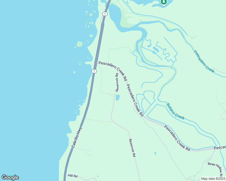 map of restaurants, bars, coffee shops, grocery stores, and more near 1263 Reservoir Road in Pescadero