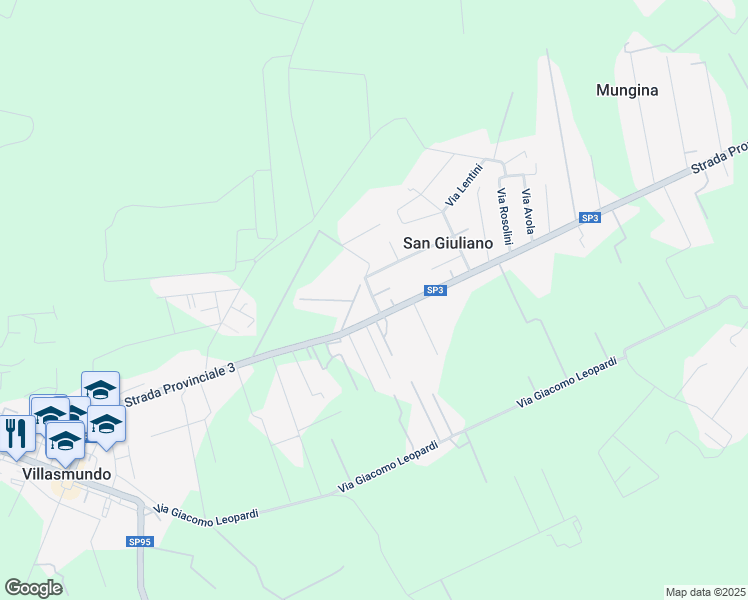 map of restaurants, bars, coffee shops, grocery stores, and more near 4 Via Marzamemi in San Giuliano