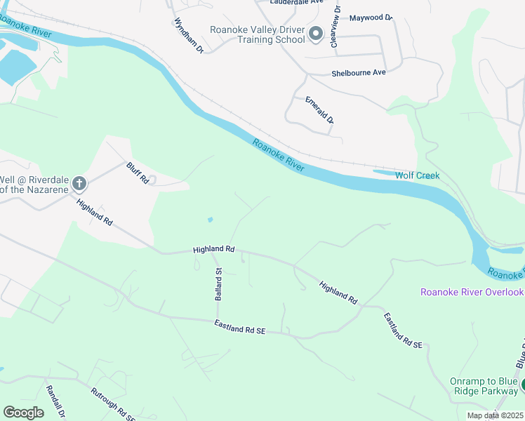 map of restaurants, bars, coffee shops, grocery stores, and more near 2773 Huff Street in Roanoke