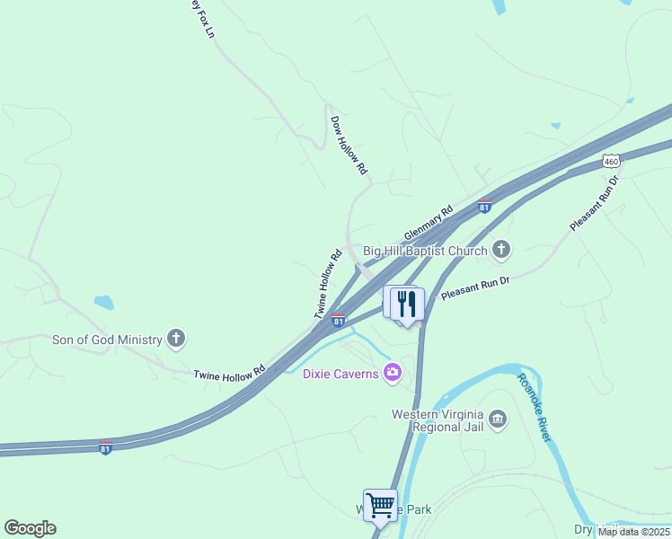 map of restaurants, bars, coffee shops, grocery stores, and more near 5828 Twine Hollow Road in Salem