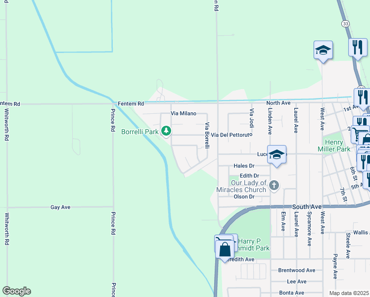 map of restaurants, bars, coffee shops, grocery stores, and more near 1596 Via Italiano in Gustine