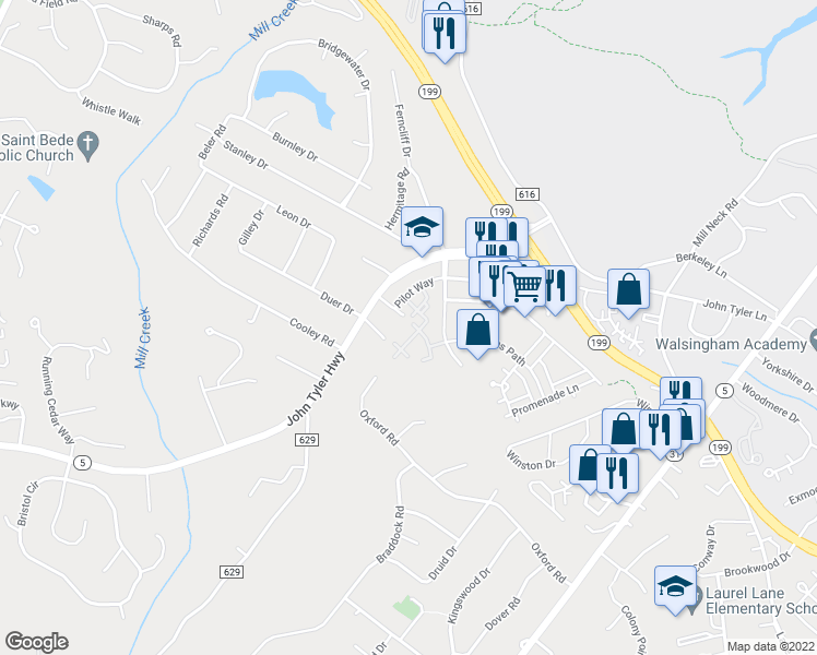 map of restaurants, bars, coffee shops, grocery stores, and more near 1504 Queens Way in Williamsburg