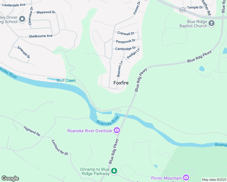 map of restaurants, bars, coffee shops, grocery stores, and more near 1931 Elizabeth Drive in Vinton