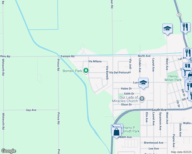 map of restaurants, bars, coffee shops, grocery stores, and more near 1596 Via Italiano in Gustine