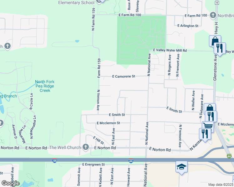 map of restaurants, bars, coffee shops, grocery stores, and more near 952 East Caravan Street in Springfield