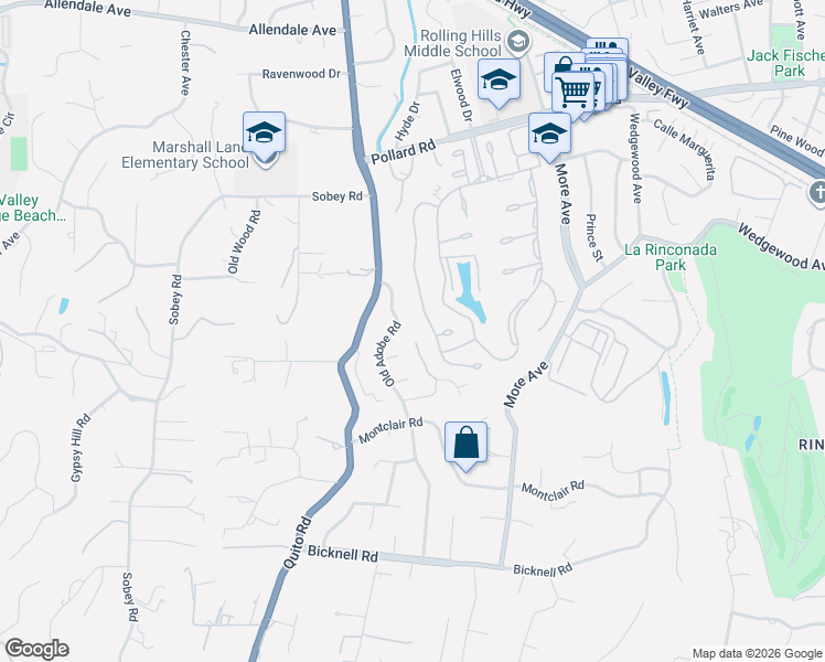 map of restaurants, bars, coffee shops, grocery stores, and more near 138 Old Adobe Way in Los Gatos