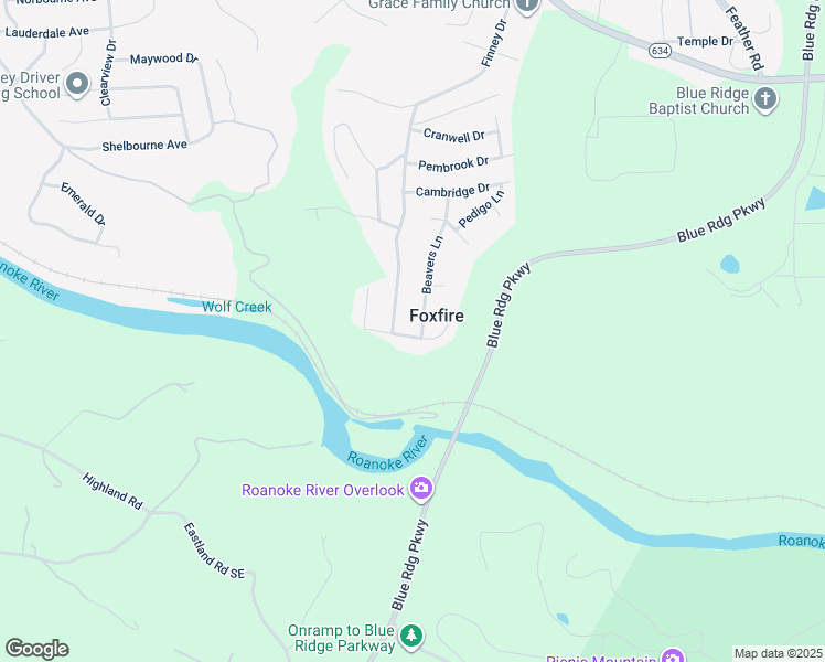 map of restaurants, bars, coffee shops, grocery stores, and more near 2243 Beavers Lane in Vinton
