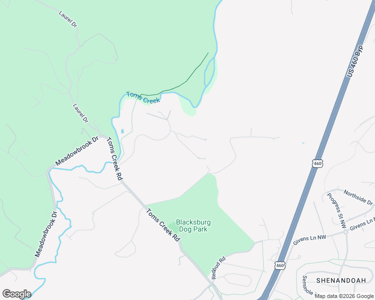 map of restaurants, bars, coffee shops, grocery stores, and more near 1002 Doe Run in Blacksburg