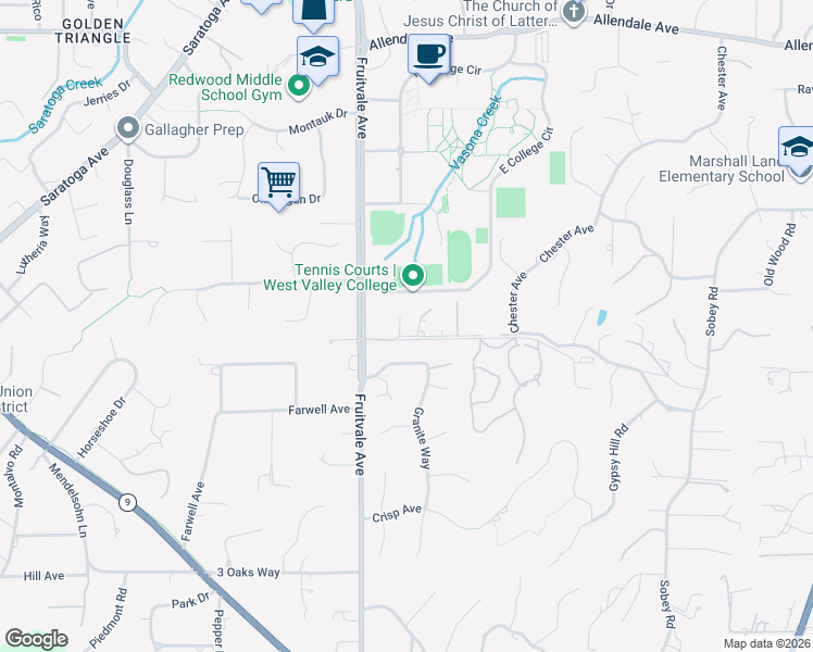 map of restaurants, bars, coffee shops, grocery stores, and more near 19401 San Marcos Road in Saratoga