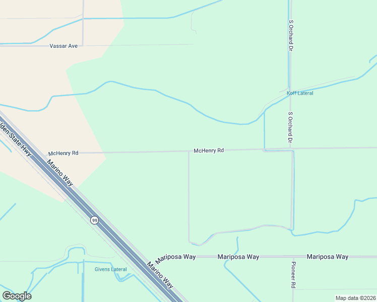 map of restaurants, bars, coffee shops, grocery stores, and more near McHenry Road in Merced