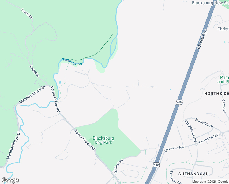 map of restaurants, bars, coffee shops, grocery stores, and more near 1002 Doe Run in Blacksburg