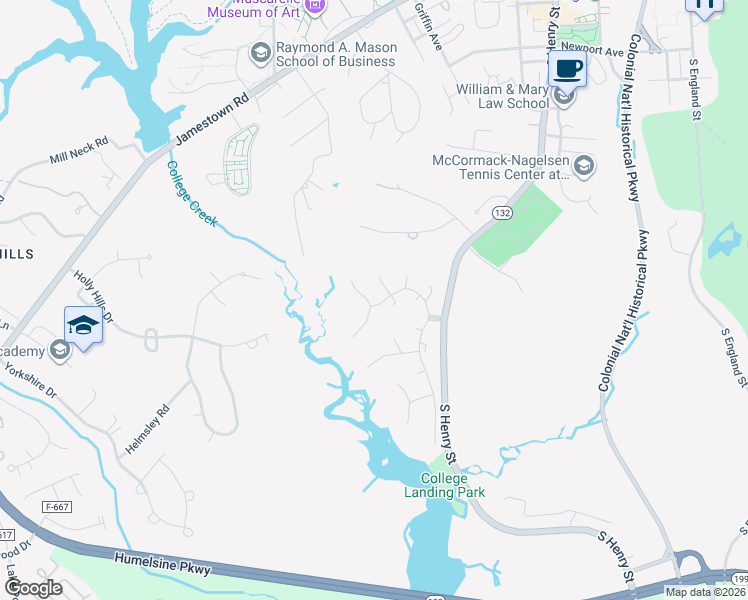 map of restaurants, bars, coffee shops, grocery stores, and more near 2 Hague Close in Williamsburg
