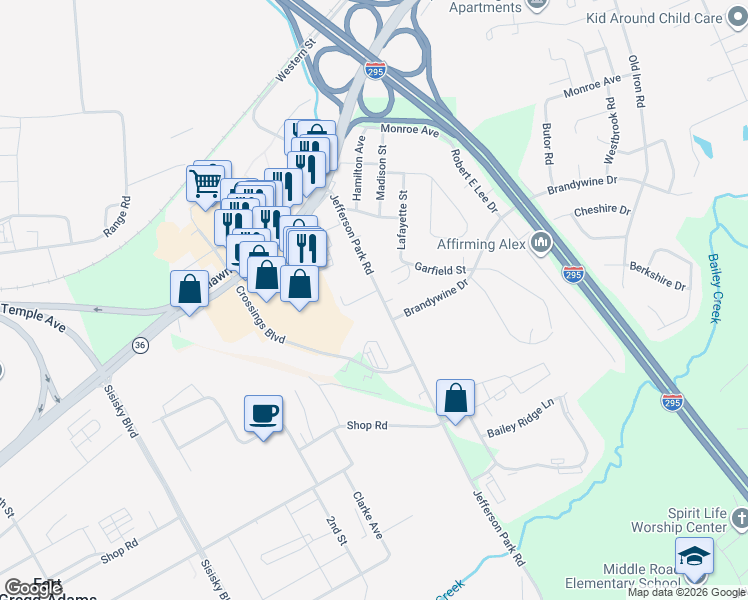 map of restaurants, bars, coffee shops, grocery stores, and more near 4006 Jefferson Park Road in Prince George