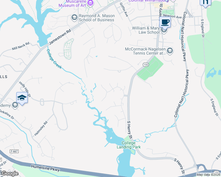 map of restaurants, bars, coffee shops, grocery stores, and more near 2 Hague Close in Williamsburg