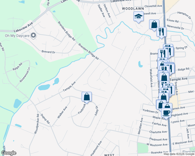 map of restaurants, bars, coffee shops, grocery stores, and more near 19212 Maurer Lane in Ettrick
