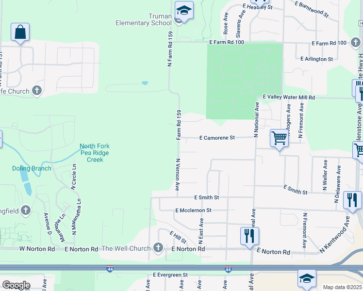 map of restaurants, bars, coffee shops, grocery stores, and more near 909 East Snider Street in Springfield