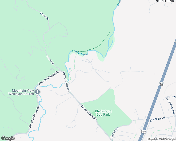 map of restaurants, bars, coffee shops, grocery stores, and more near 1104 Deerfield Drive in Blacksburg
