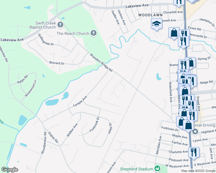 map of restaurants, bars, coffee shops, grocery stores, and more near 19212 Maurer Lane in Ettrick