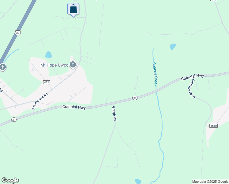 map of restaurants, bars, coffee shops, grocery stores, and more near 3041 Colonial Highway in Rustburg