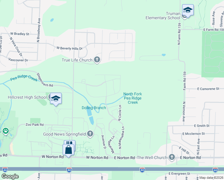 map of restaurants, bars, coffee shops, grocery stores, and more near in Springfield