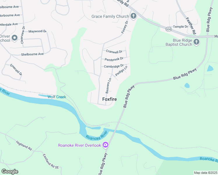 map of restaurants, bars, coffee shops, grocery stores, and more near 2150 Beavers Lane in Vinton