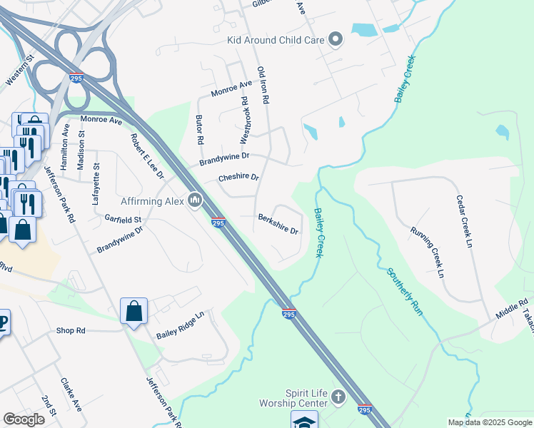 map of restaurants, bars, coffee shops, grocery stores, and more near 4033 London Road in Hopewell
