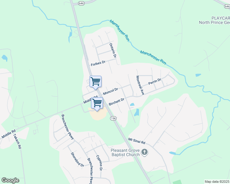 map of restaurants, bars, coffee shops, grocery stores, and more near 6821 Moncol Drive in Prince George