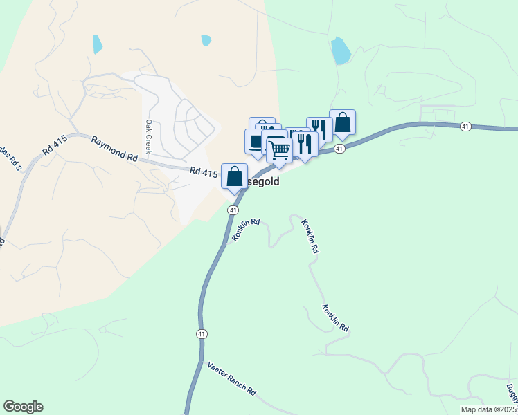 map of restaurants, bars, coffee shops, grocery stores, and more near 46455 Konklin Road in Coarsegold