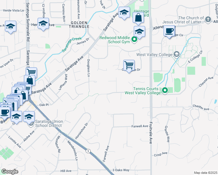 map of restaurants, bars, coffee shops, grocery stores, and more near in Saratoga